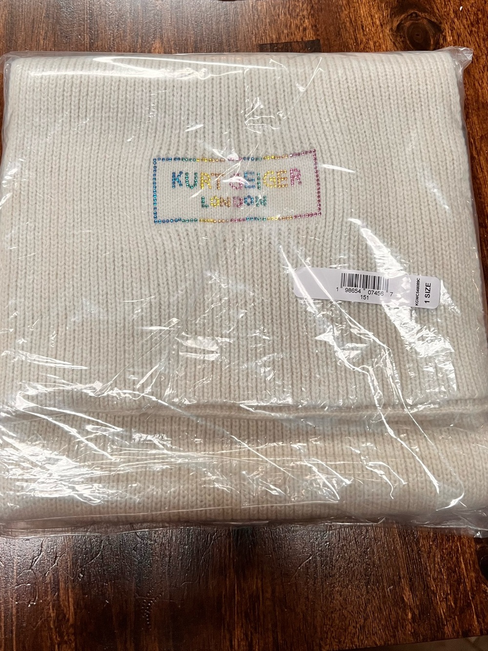 Kurt Geiger Bone Crystal Logo Scarf - Picture 3 of 4
